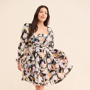 Yumi Kim Black Floral Long Sleeve Dress